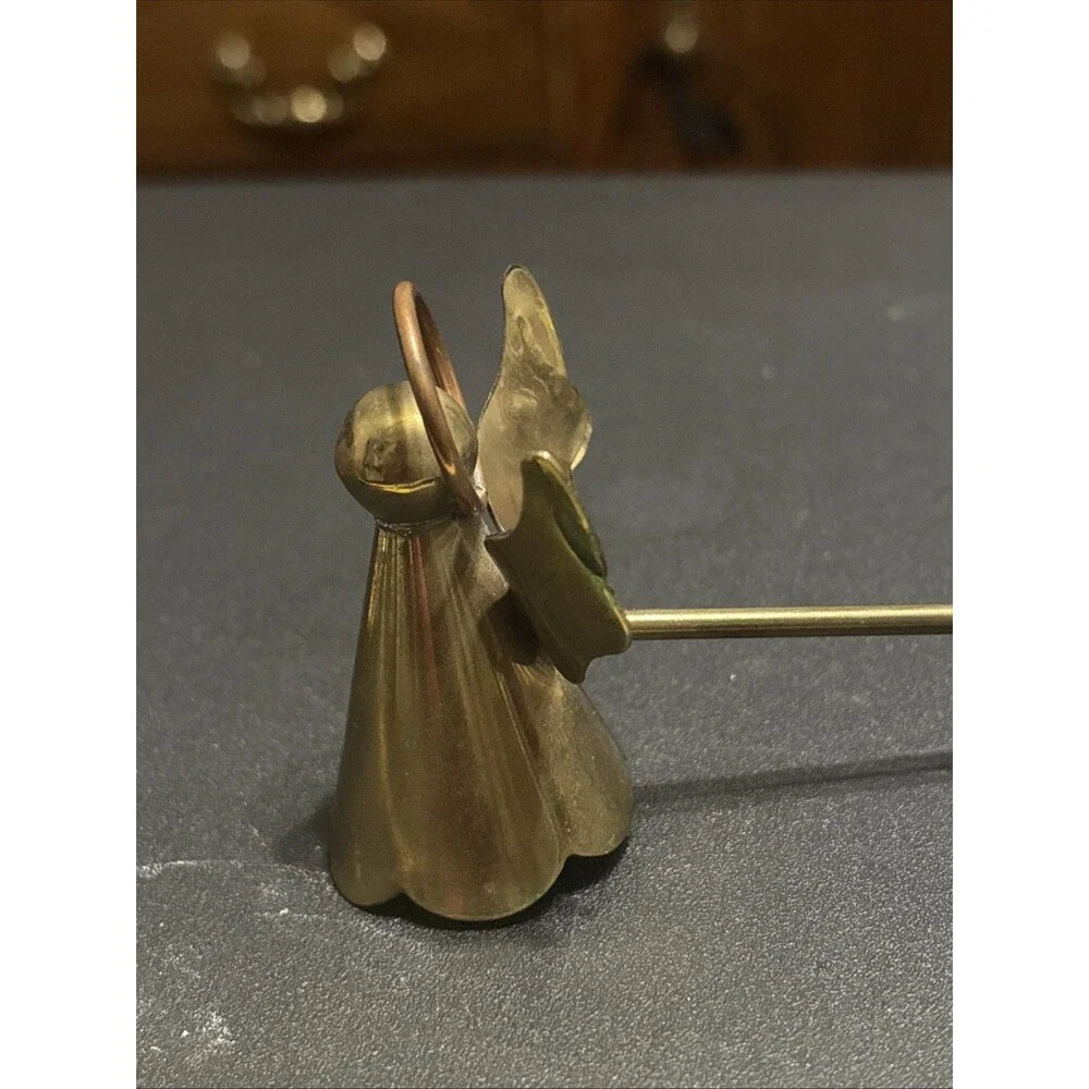 Angel Long Handle Candle Snuffer Brass  7” Mexico